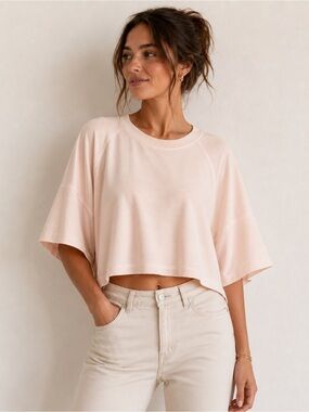 Calia athletic crop tee in cream blush